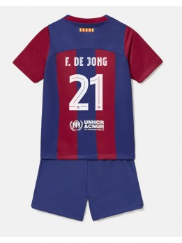 Barcelona Frenkie de Jong #21 Dječji Domaci Dres kompleti 2023-24 Kratak Rukavima (+ kratke hlače)